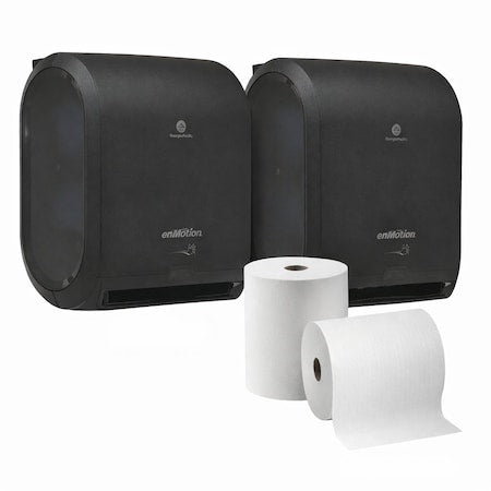 EnMotion Paper Towel Dispenser & Roll Bundle, 2 Dispensers + 1 Roll (6 Pack, White)