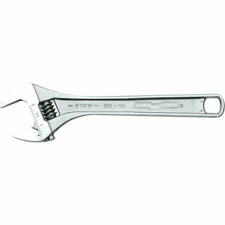Adj. Wrench, Steel, Chrome Vanadium, 8"