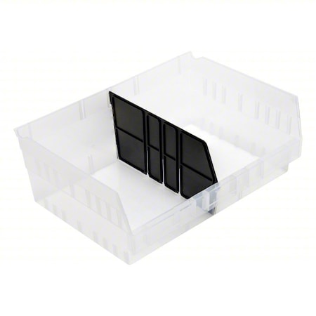 Plastic Long Bin Dividers, Black, 10 in L, 6 in H, 6 PK