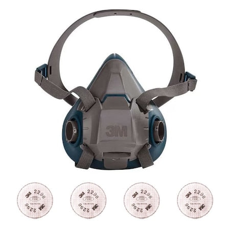 Half Mask Respirator Kit: Includes 4 Disk Filters, 6000 Series, Thermoplastic Elastomer, Size L