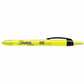 Retractable Highlighter, Micro Chisel Tip Fluorescent Yellow PK12