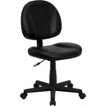 Leather Task Chair, 17-1/2" to 22-1/2", Loop Arms, Black