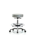 Vin Stool without Back Chrome-High Bench Ht with Chrome Foot RingandCasters in Dove Trailblazer Vin