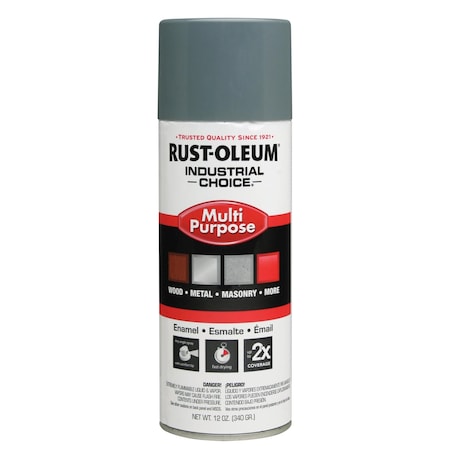 Electrical Utility Industry Spray Paint, Medium Light Gray, Gloss, Solvent, 12 oz