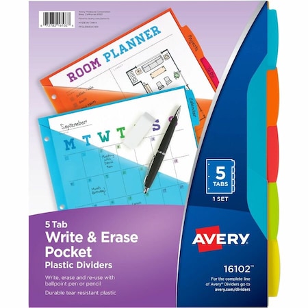Durable Plastic 5-Tab Write and Erase