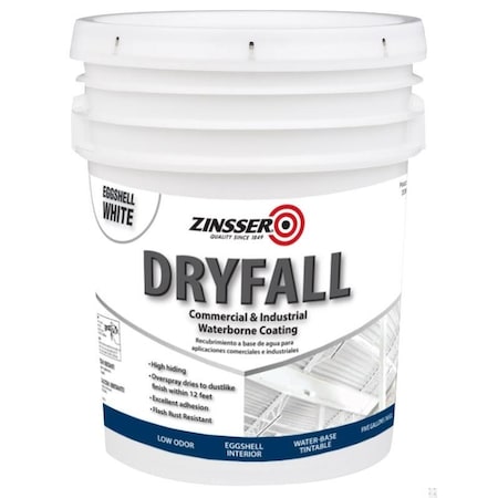 Dryfall Commercial & Industrial Waterborne Coating, White, Eggshell, 5 Gallon