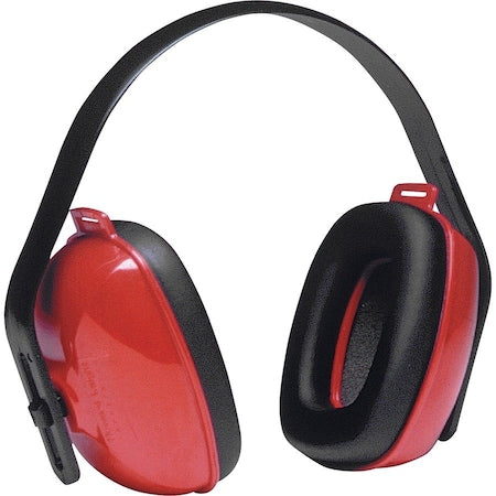 QM Over-the-Head Ear Muffs, 25 dB NRR, Electrically Insulated, Black/Red