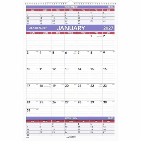 Wall Calendar,White,22 3/4"" H,15 1/2"" W