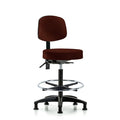 Vin Stool with Back-High Bench Ht with Chr Foot RingandStationary Glides in Burgundy Trailblazer Vin