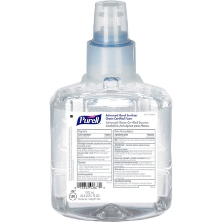 Green Certified Hand Sanitizer Foam 1200mL Refill LT-12, PK2