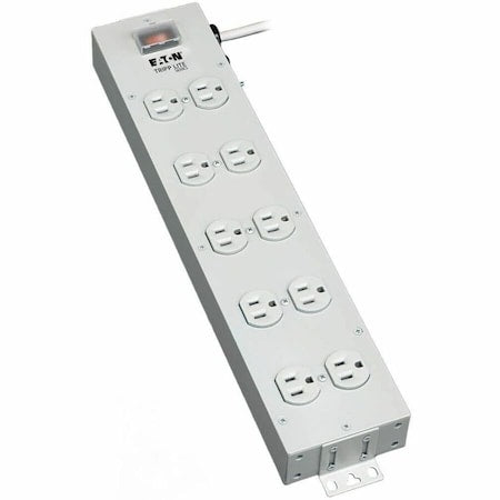 Power Strip, Surge, 5-15R, 5-15P, 15 ft., Light Gray