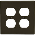 Duplex Receptacle Wall Plate, Number of Gangs: 2 Plastic, Satin Finish, Brown