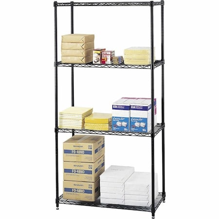 Wire Shelving Unit, 18"D x 36"W x 72"H, Black