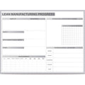 Lean Tracking Board, Steel, 24 in, 36 in, Aluminum Frame, White/Gray, Gloss