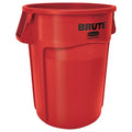 BRUTE 44 gal Round Heavy Duty Plastic Can, Red, None, Plastic, Not Applicable