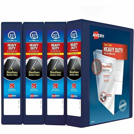 Binder, Heavy-Duty View 3 Ring, 1.5 in, PK4