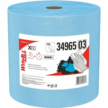 WypAll GeneralClean X60 Multi-Task Cleaning Cloths (34965), Jumbo Roll, Strong & Absorbent, Blue