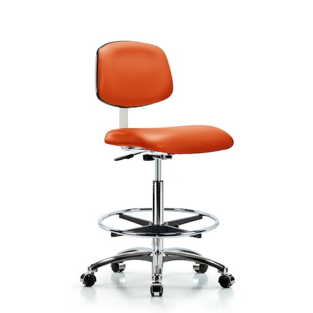 Clean Room Chair Hi Ben Chair,Vin,Chrm,CF,Cast,Org,CL10, 26"" to 35-1/2"" Height, Vinyl, Orange Kist