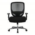 Office Chair, Adj Arm, Black/Silver, 400 lb