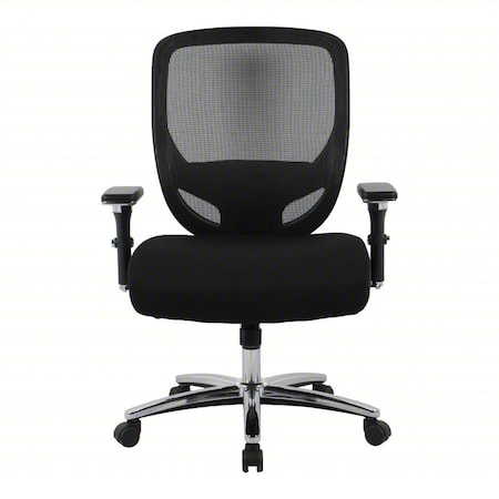 Office Chair, Adj Arm, Black/Silver, 400 lb