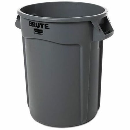 BRUTE 32 gal Round Heavy Duty Plastic Can, Gray, None, Plastic, Not Applicable