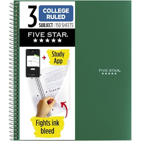 Spiral Notebook Plus Study App, 3 Sub, C