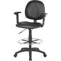 Black Caressoft Drafting Stools W/Adj Arms & Footring