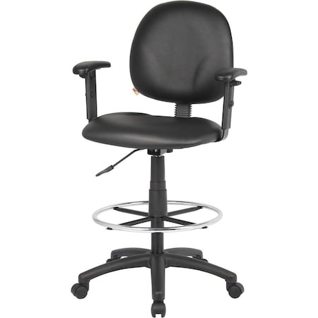 Black Caressoft Drafting Stools W/Adj Arms & Footring