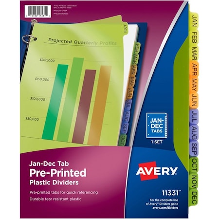 Pre-Printed Index Divider Monthly, Pk12