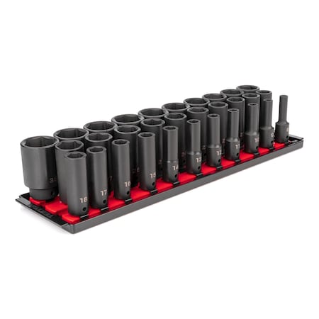 1/2 in Drive Impact Socket Set, Metric, 31 pcs