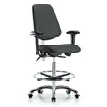Clean Room Chair Vin Hi Ben Chair, Med, Bk, Gry, CL100, Adjustable Arms, 26" to 35-1/2" Height, Vinyl