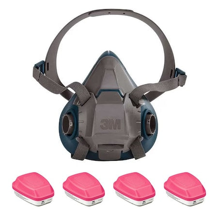 Half Mask Respirator Kit: 4 Cartridges Included, Acid Gas (AG), P100 Combo Cartridge, Size S