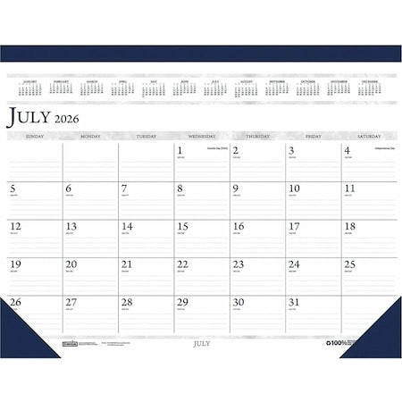 Desk Pad Calendar,Blue,22"" H,17"" W