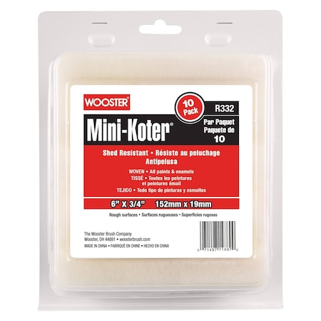 Paint Roller Cover, 1/4" dia. Core, PK10