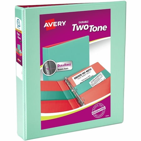 Two-Tone Durable View Binder, Mint/Coral