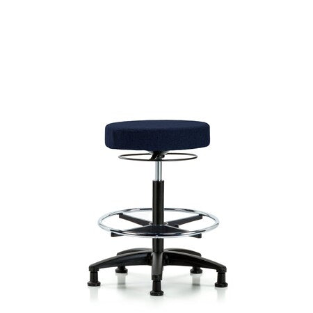 Rutledge Fab Stool without Back-High Bench Height with Chr Foot RingandStat Glides in Navy Fab