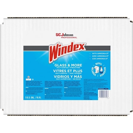 Liquid Glass and Surface Cleaner, 5 gal, Blue, Unscented, Bag