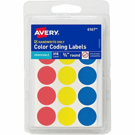 Removable Color-Coding Labels, Re, PK315