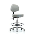 Vin Stool with Back Chr-High Bench Height with Chr Foot RingandStat Glides in Dove Trailblazer Vin