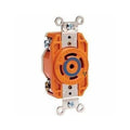 Flanged Locking Receptacle, L21-30R, 30 A, 120/208V AC, Three Phase, 4 Pole, Flush Mount, Orange