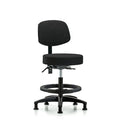 Fab Stool with Back-Medium Bench Height with Seat Tilt, Black Foot Ring, and Stat Glides in Black Fab