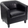 Transitional Lounge Chair, Black Back, 29-3/4 in W 29" L 28" H, Sloping, Leather Seat