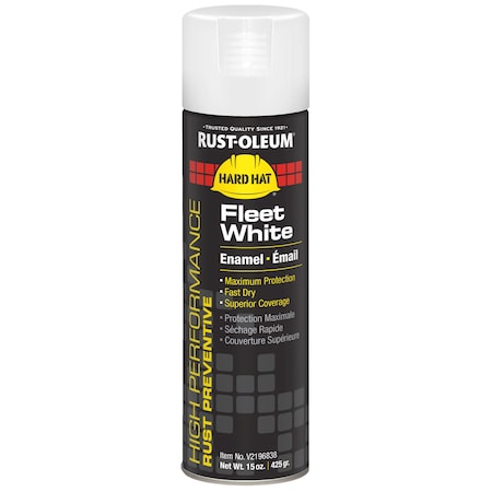 Rust Preventative Spray Paint, Fleet White, Gloss, Solvent, 15 oz