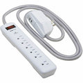 Power Strip, Surge, USB, 7 5-15R, 5-15P, 6 ft., Light Gray