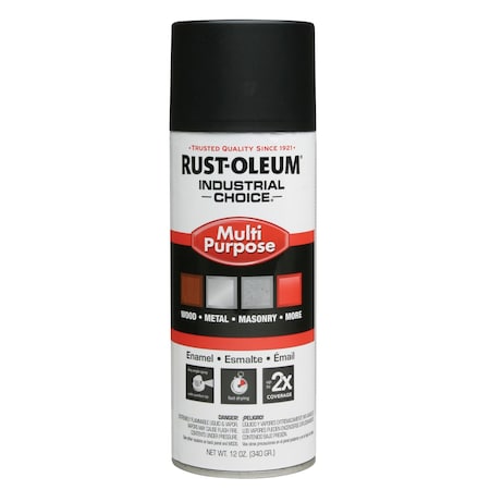 Spray Paint, Black, Semi-Flat, Solvent, 12 oz