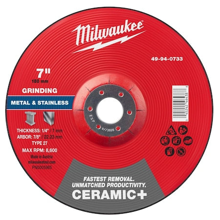 Grinding Wheel, 7" dia.