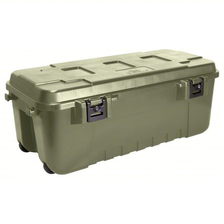 Stackable Storage Trunk W/ Lid, 27 gal, 37-1/2 in L x 18 in W x 14 in H, Green, Plastic