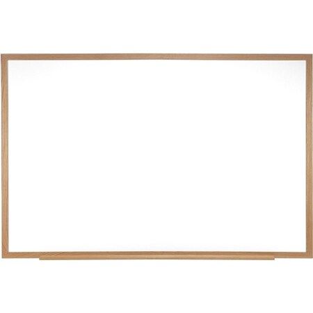 Dry Erase Board, Porcelain, 24 5/8 in, 36 5/8 in, Wood Frame, White, Matte