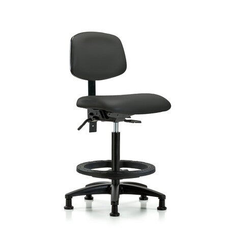 High Bench Chair Desk Chair, Vin, Chr Tilt AA Casters, Berry, No Arms, 26" to 35" Height, Vinyl