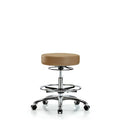 Vin Stool without Back Chr-Medium Bench Ht with Chr Foot Ring and Casters in Taupe Trailblazer Vin